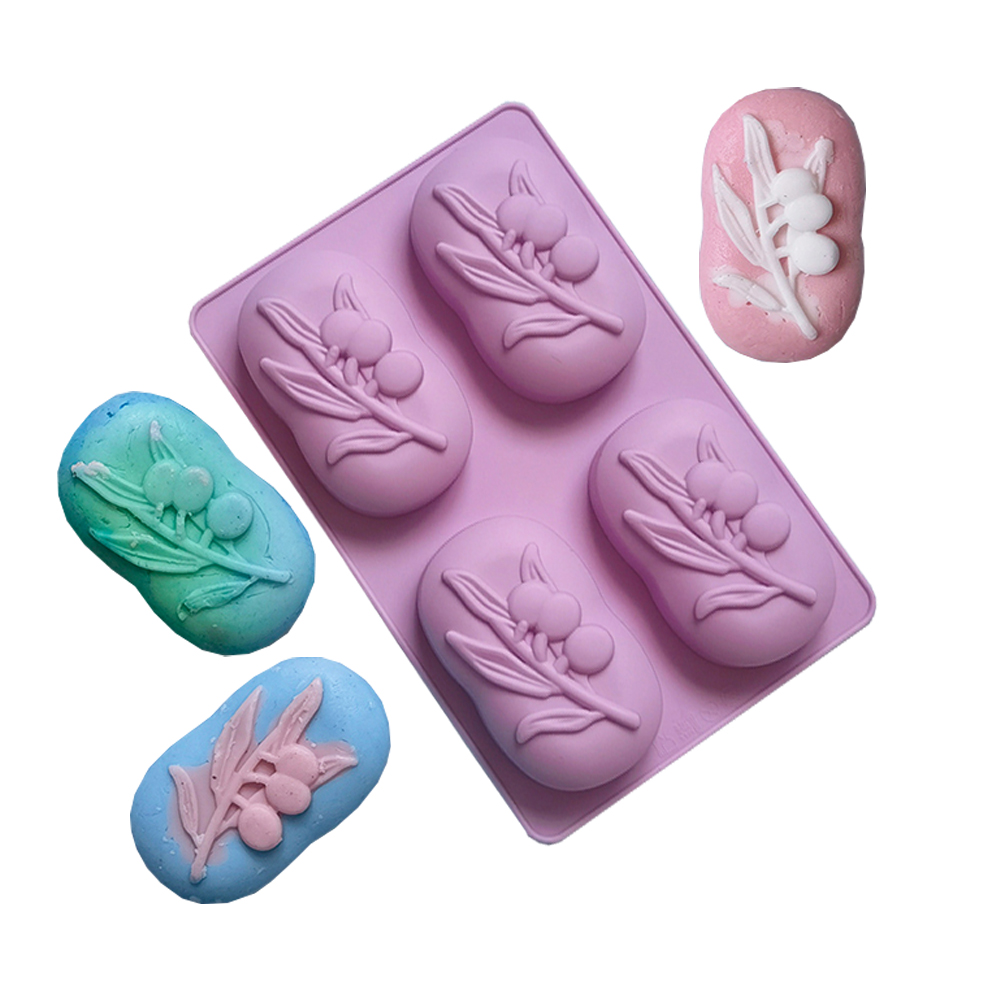 Candle Making Activity - 4 Cavities Oval Olive Tree Silicone