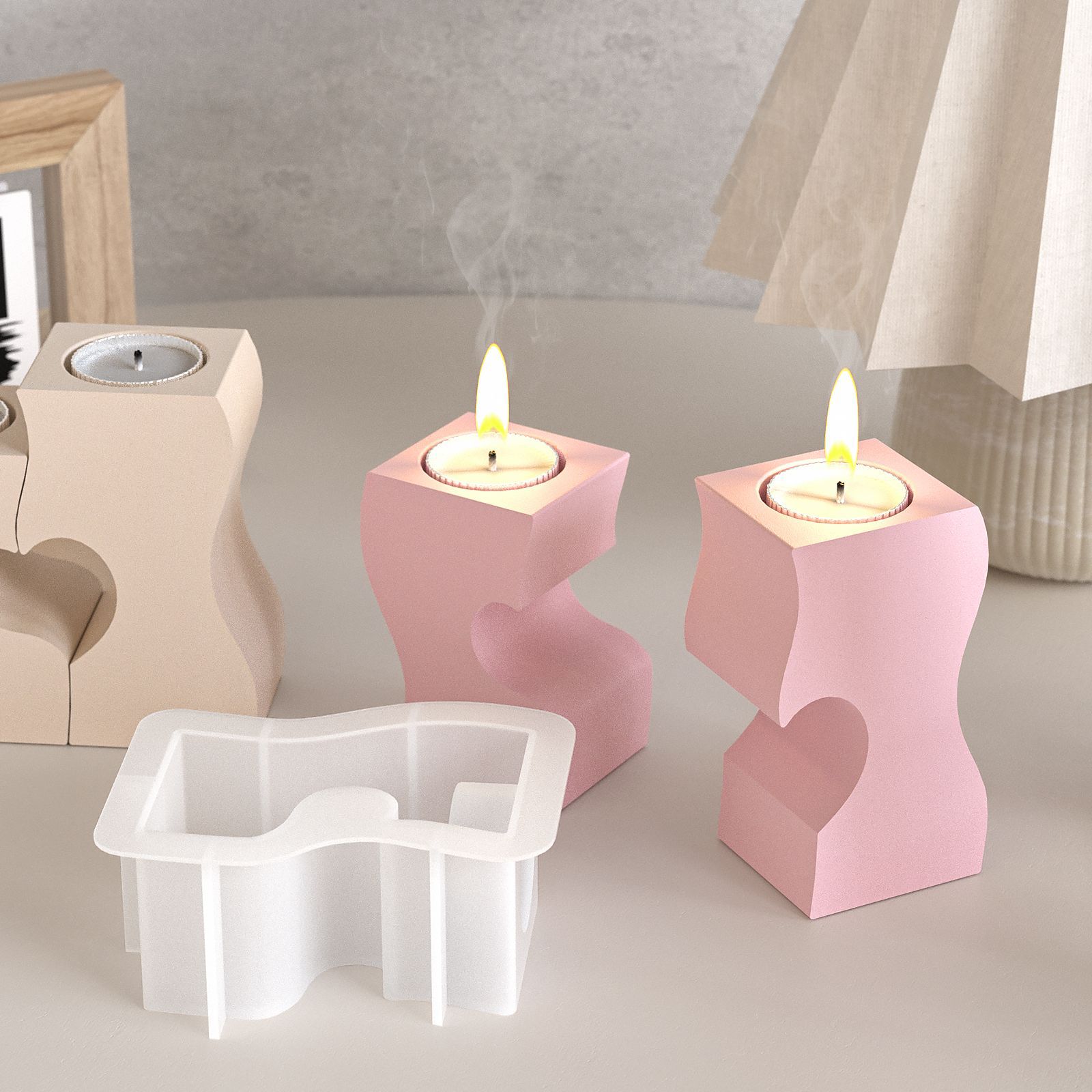 S Heart Candlestick Silicone M - đánh giá và giá Candle Mold Silicone